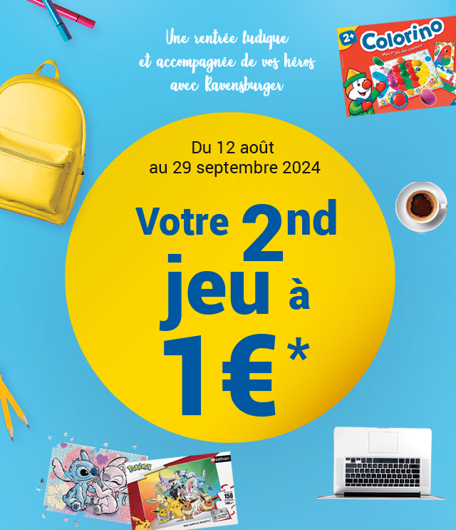 Une rentrée ludique et accompagnée de vos héros avec Ravensburger, Du 12 août au 29 septembre 2024, votre second jeu à 1euro*